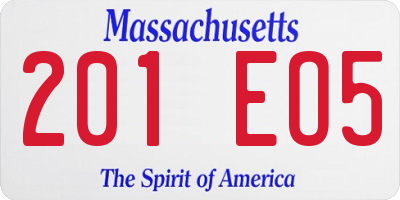 MA license plate 201EO5