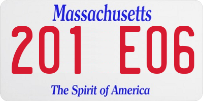 MA license plate 201EO6