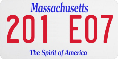MA license plate 201EO7