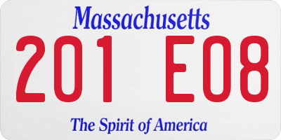 MA license plate 201EO8