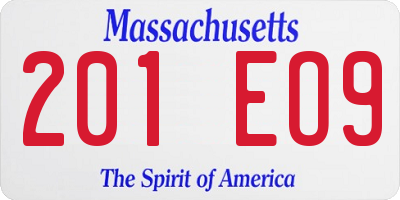 MA license plate 201EO9