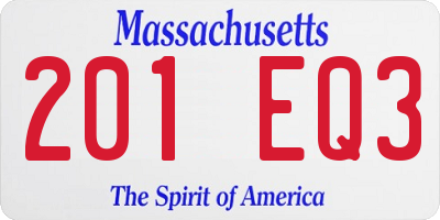 MA license plate 201EQ3