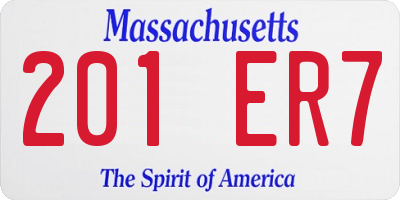 MA license plate 201ER7