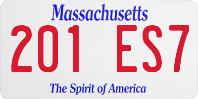 MA license plate 201ES7