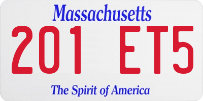 MA license plate 201ET5
