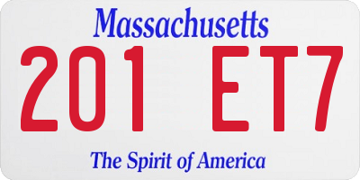 MA license plate 201ET7