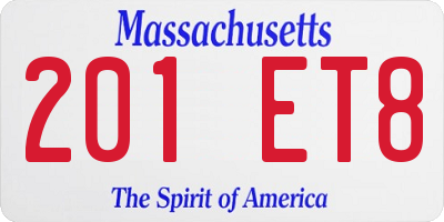 MA license plate 201ET8