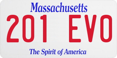 MA license plate 201EV0