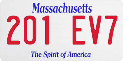 MA license plate 201EV7