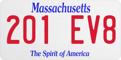 MA license plate 201EV8