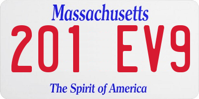 MA license plate 201EV9