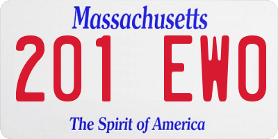 MA license plate 201EW0