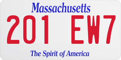 MA license plate 201EW7