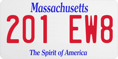 MA license plate 201EW8