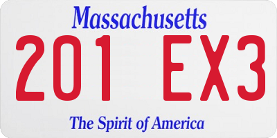 MA license plate 201EX3