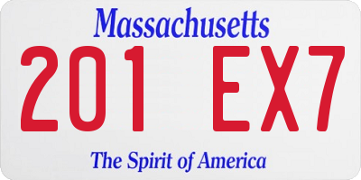 MA license plate 201EX7