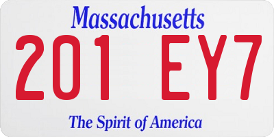 MA license plate 201EY7