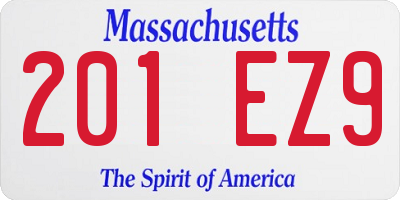 MA license plate 201EZ9