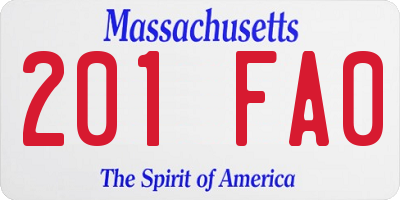 MA license plate 201FA0