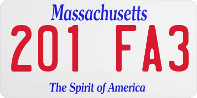MA license plate 201FA3