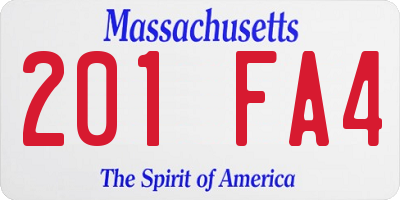 MA license plate 201FA4