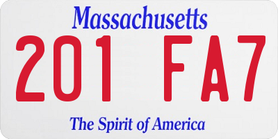 MA license plate 201FA7