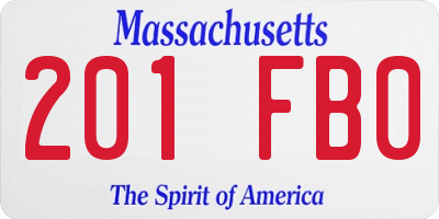 MA license plate 201FB0