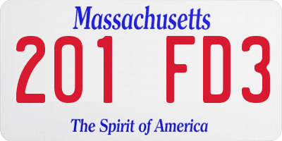 MA license plate 201FD3