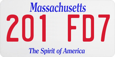 MA license plate 201FD7