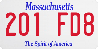 MA license plate 201FD8