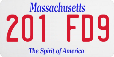 MA license plate 201FD9