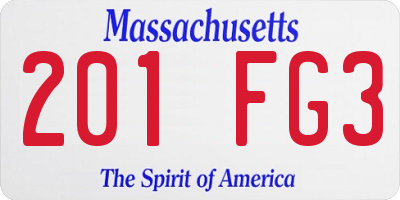 MA license plate 201FG3