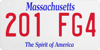 MA license plate 201FG4