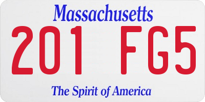 MA license plate 201FG5