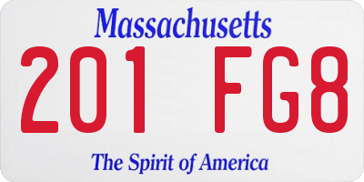 MA license plate 201FG8