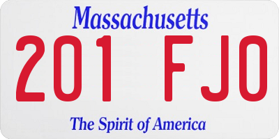 MA license plate 201FJ0
