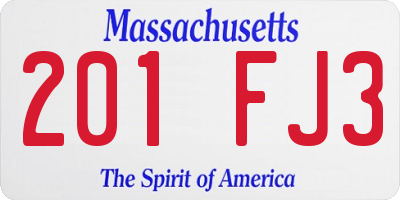 MA license plate 201FJ3