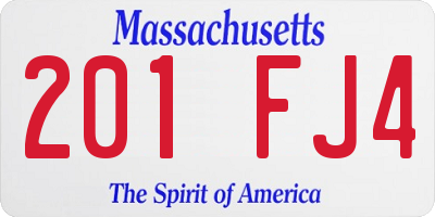 MA license plate 201FJ4