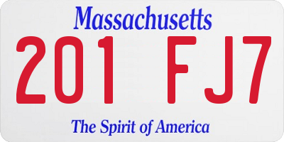 MA license plate 201FJ7