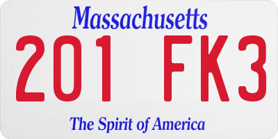 MA license plate 201FK3