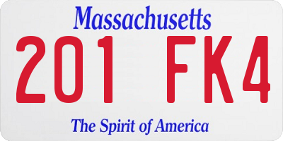 MA license plate 201FK4