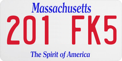 MA license plate 201FK5