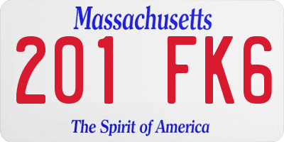 MA license plate 201FK6