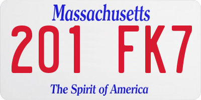 MA license plate 201FK7