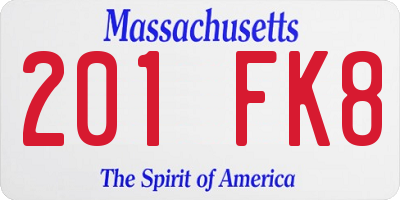 MA license plate 201FK8