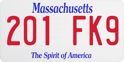 MA license plate 201FK9