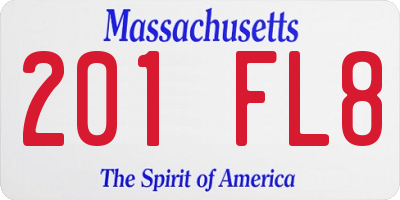 MA license plate 201FL8