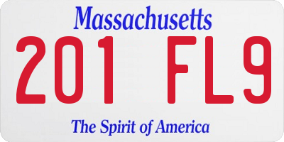 MA license plate 201FL9