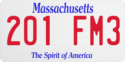 MA license plate 201FM3