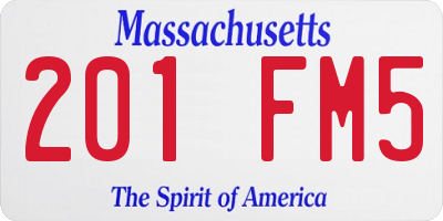 MA license plate 201FM5